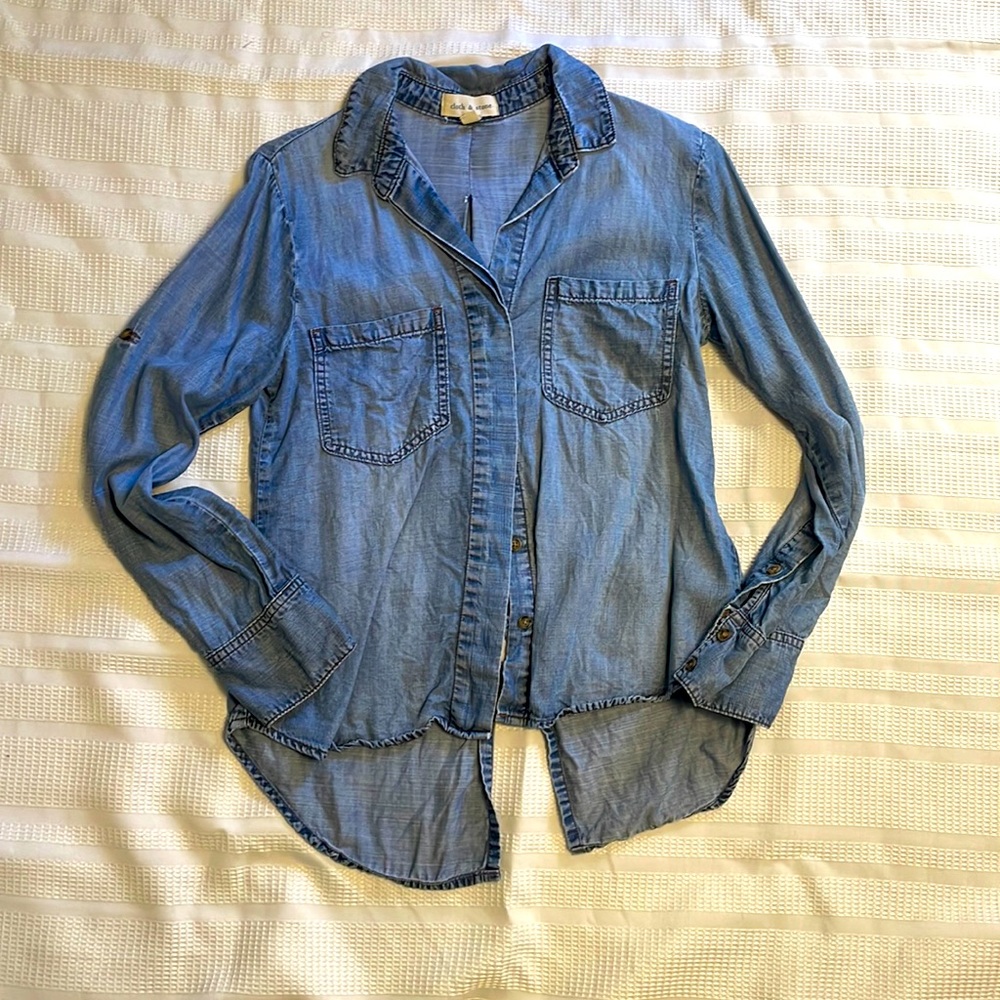 Denim top.